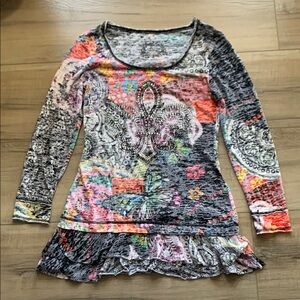 V Cristina Beautiful & Colorful Women's Long Sleeve Tunic Top Size S